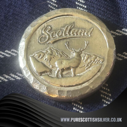 2 troy ounce silver round, Scottish Stag design, perfect for gifting or collecting, handmade in Scotland. 3