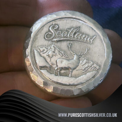 2 troy ounce silver round, Scottish Stag design, perfect for gifting or collecting, handmade in Scotland. 2