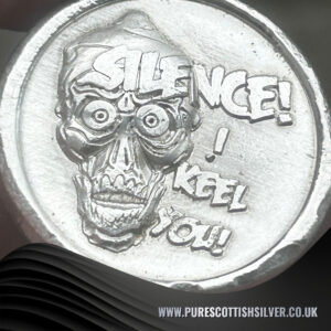 2 Troy oz solid silver round, “Silence I Keel You,” artisan-crafted from Scotland, perfect for collectors and unique gifts