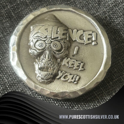 2 Troy oz solid silver round, “Silence I Keel You,” artisan-crafted from Scotland, perfect for collectors and unique gifts 6