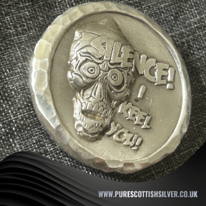 2 Troy oz solid silver round, “Silence I Keel You,” artisan-crafted from Scotland, perfect for collectors and unique gifts 4