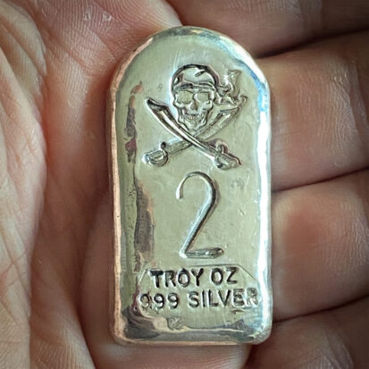 Tombstone Pirate Stamp 2 Troy Oz Silver bar 3