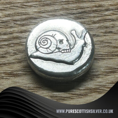 Gothic 1 Troy Oz Silver Round with Skull Snail Motif, Handcrafted Pure Silver Coin, Ideal for Collectors or Unusual Gift 4