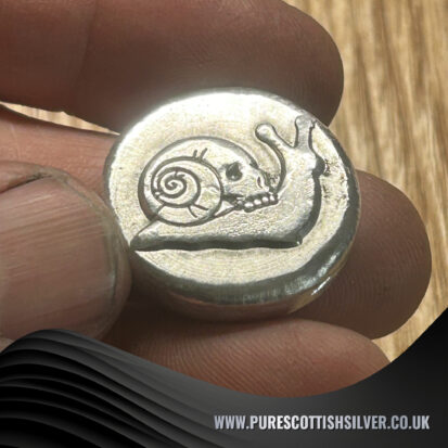 Gothic 1 Troy Oz Silver Round with Skull Snail Motif, Handcrafted Pure Silver Coin, Ideal for Collectors or Unusual Gift 2