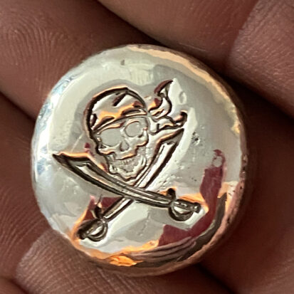 Stamped Pirate Round – 1oz 999 Fine Silver 2