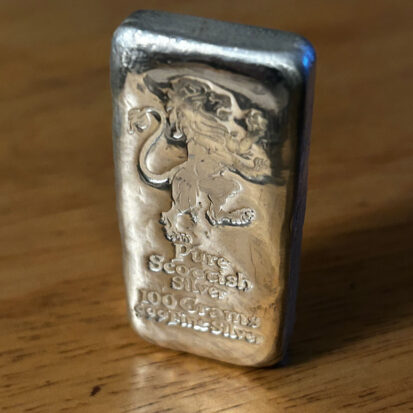 100g Solid Silver Bar - Lion Stamp - Image 2