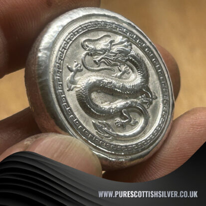 Silver Dragon Round 2oz (Chinese)- Handcrafted Solid Silver Coin, Mythical Dragon Design, Ideal for Silver Collectors or Fantasy Gifts 2