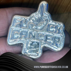 Fuck Cancer – 2 Troy oz Solid Silver Fuck Cancer Bar – Powerful Statement Piece for Encouragement and Strength – Ideal for Cancer Fighters, Survivors & Supporters Gift