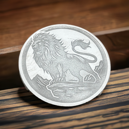 1oz Lion Round - Solid Silver, 999fs Handmade Coin, Great Gift for Collectors and Animal Enthusiasts. - Image 3