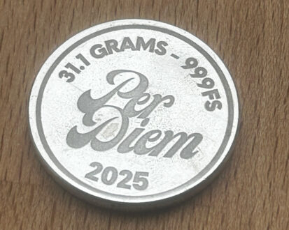 1oz Per Diem Round, 999fs, Solid Silver Handcrafted Coin for Collectors, Unique Gift for Coin Enthusiasts. - Image 3