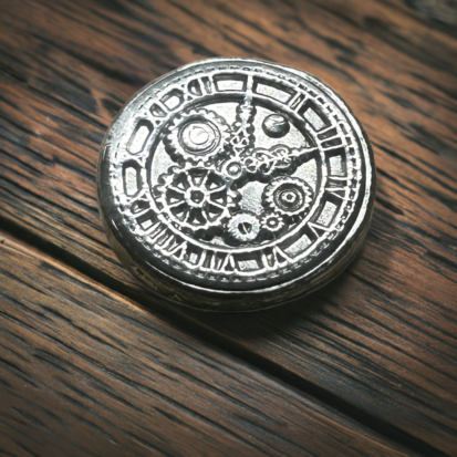 Steampunk Inspired 1oz Solid Silver Round - Hand Poured Artistry, Unique Collector's Piece - Image 5