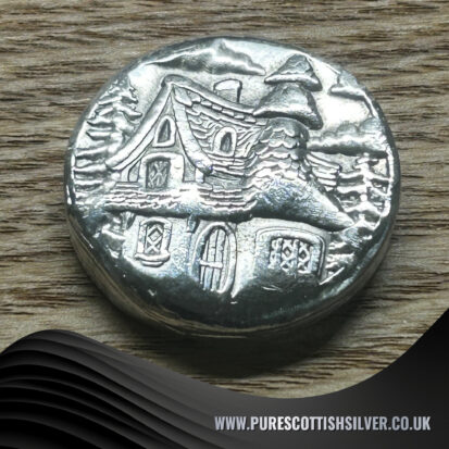 2 Troy oz Solid Silver Round – Hand Poured, Embossed Cottage Design, Collector’s Piece, Unique Housewarming Gift 2