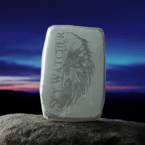The Sky Watcher 1oz solid silver bar.