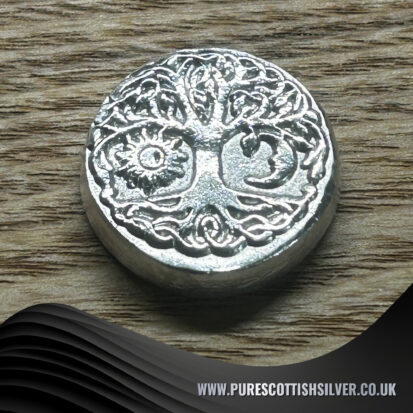1oz Solid Silver Round – Tree of Life Sun & Moon Embossed Collectible, Spiritual Meditation Token, Unique Gift for Silver Enthusiasts 3