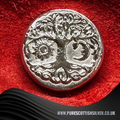 1oz Solid Silver Round – Tree of Life Sun & Moon Embossed Collectible, Spiritual Meditation Token, Unique Gift for Silver Enthusiasts