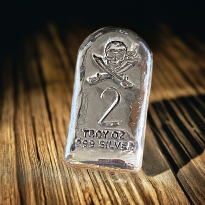 Tombstone Pirate Stamp 2 Troy Oz Silver bar - Image 2