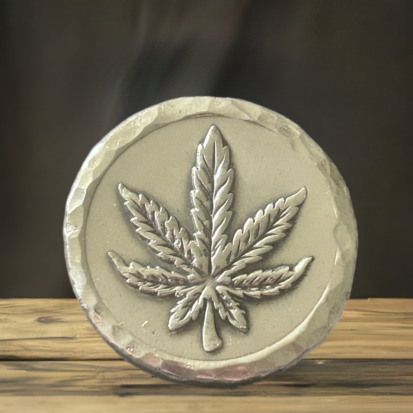 2 Troy oz Solid Silver Round, Cannabis Leaf Stamped, Handmade, Collectible Gift - Image 6