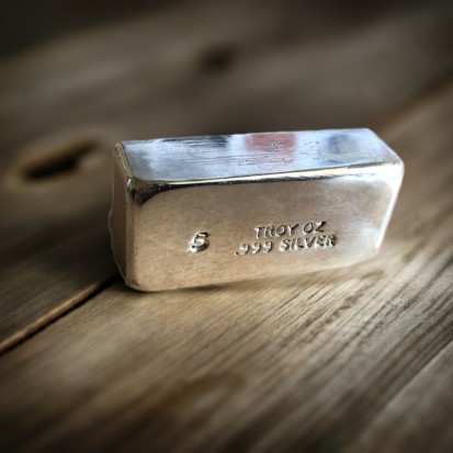 5 Troy oz Solid Silver Bullion Bar - Sideways - Image 2
