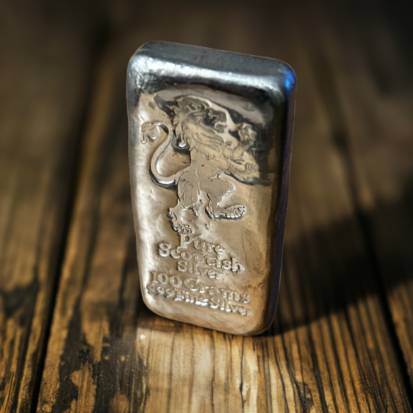 100g Solid Silver Bar - Lion Stamp - Image 6