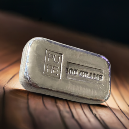 100g Solid Silver Bullion Bar - Pure Stamped - Image 3