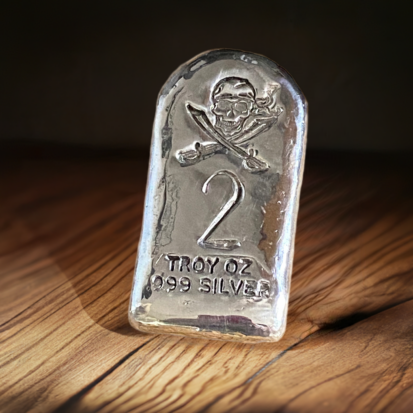 Tombstone Pirate Stamp 2 Troy Oz Silver bar - Image 4