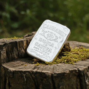 1oz JD Cannabis Bar, Solid Silver,  999fs Artisan Handmade Collectible for Cannabis Lovers, Great Gift Idea.