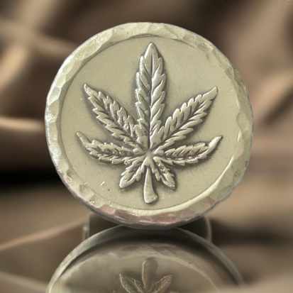 2 Troy oz Solid Silver Round, Cannabis Leaf Stamped, Handmade, Collectible Gift - Image 7