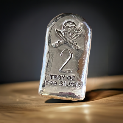 Tombstone Pirate Stamp 2 Troy Oz Silver bar