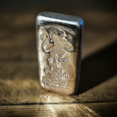 100g Solid Silver Bar - Lion Stamp - Image 3