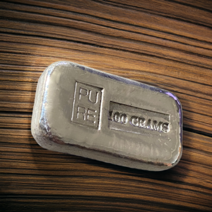 100g Solid Silver Bullion Bar - Pure Stamped - Image 2
