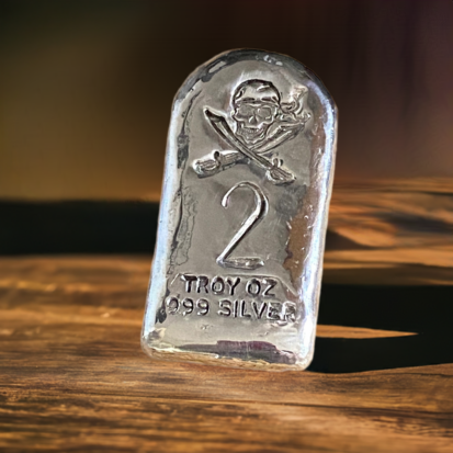 Tombstone Pirate Stamp 2 Troy Oz Silver bar - Image 3