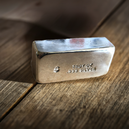 5 Troy oz Solid Silver Bullion Bar - Sideways - Image 3