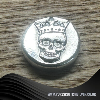 1oz Solid Silver Round with Embossed Crowned Skull – Artisanal Collectible, Ideal Gift for Numismatics and Gothic Decor Lovers 4