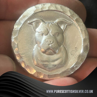 2 Troy Oz Silver Round, Custom Hand poured Pitbull Round, Great for Collectors or Dog Lovers, Crafted in Scotland 6