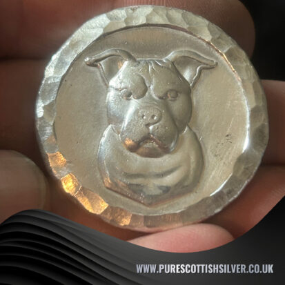 2 Troy Oz Silver Round, Custom Hand poured Pitbull Round, Great for Collectors or Dog Lovers, Crafted in Scotland 3