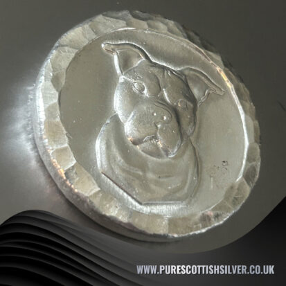 2 Troy Oz Silver Round, Custom Hand poured Pitbull Round, Great for Collectors or Dog Lovers, Crafted in Scotland 4