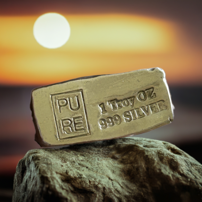 1 Troy oz Press Bar - 999 Fine Silver Bar
