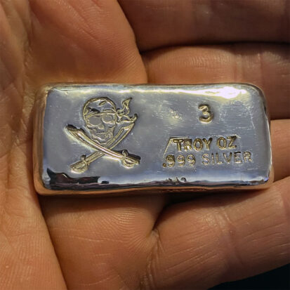 3ozt Silver Pirate Bar – Hand Poured 4