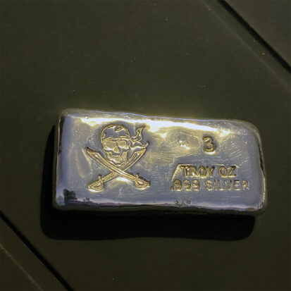 3ozt Silver Pirate Bar – Hand Poured 5