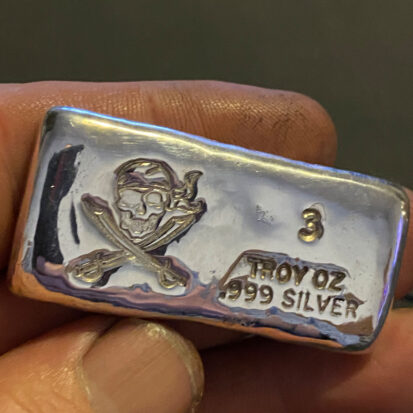 3ozt Silver Pirate Bar – Hand Poured 6