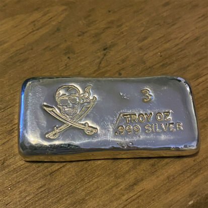 3ozt Silver Pirate Bar – Hand Poured 3