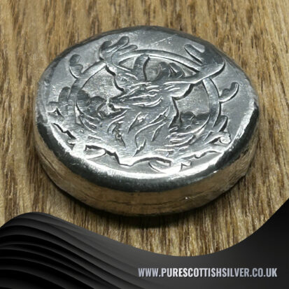 2oz Solid Silver Round – Hand Poured, Embossed stag Design, Collector’s Piece, Unique Housewarming Gift 3