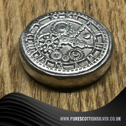Steampunk Inspired 1oz Solid Silver Round – Hand Poured Artistry, Unique Collector’s Piece 4