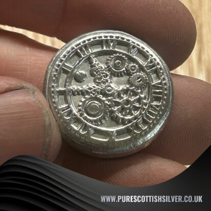 Steampunk Inspired 1oz Solid Silver Round – Hand Poured Artistry, Unique Collector’s Piece 3