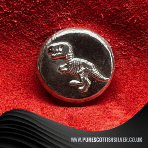 1 Troy Oz Silver Round, T-Rex Embossed Collectible Coin, 999 Fine Silver, Perfect Dinosaur Enthusiast Gift