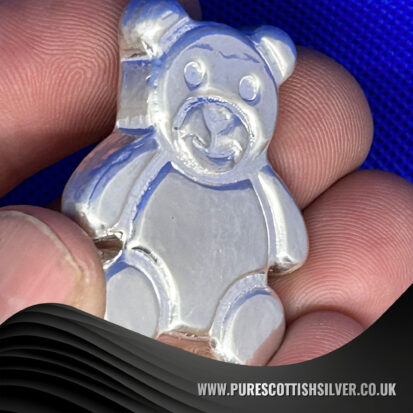 2 oz Solid Silver Hand Poured Teddy Bear – Unique Artisan Crafted Keepsake – Perfect for Collectors or Christening Gift 3