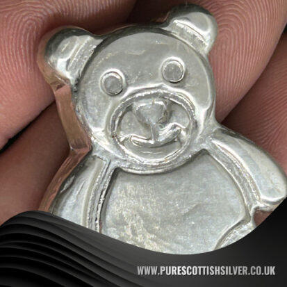 2 oz Solid Silver Hand Poured Teddy Bear – Unique Artisan Crafted Keepsake – Perfect for Collectors or Christening Gift 6